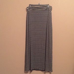 Black and White Striped Maxi Skirt